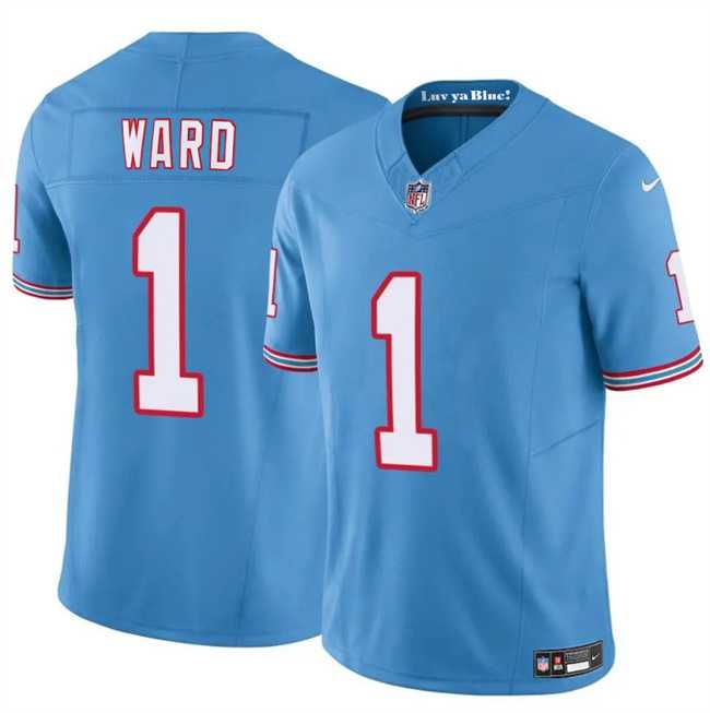 Men & Women & Youth Tennessee Titans #1 Cameron Ward Blue 2025 Draft F.U.S.E. Throwback Vapor Limited Stitched Jersey